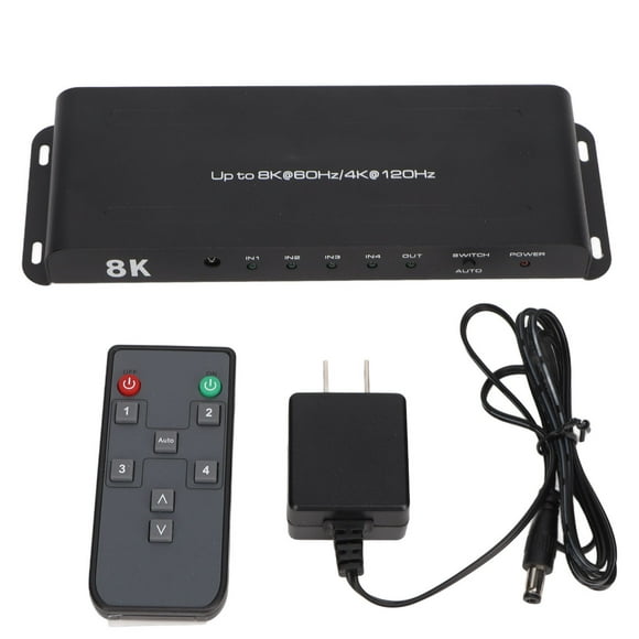8K HD Switcher 4 In 1 Out 40Gbps 8K 60Hz 4K 120Hz Remote Control HD Multimedia Switcher for Projector PC 100?240V