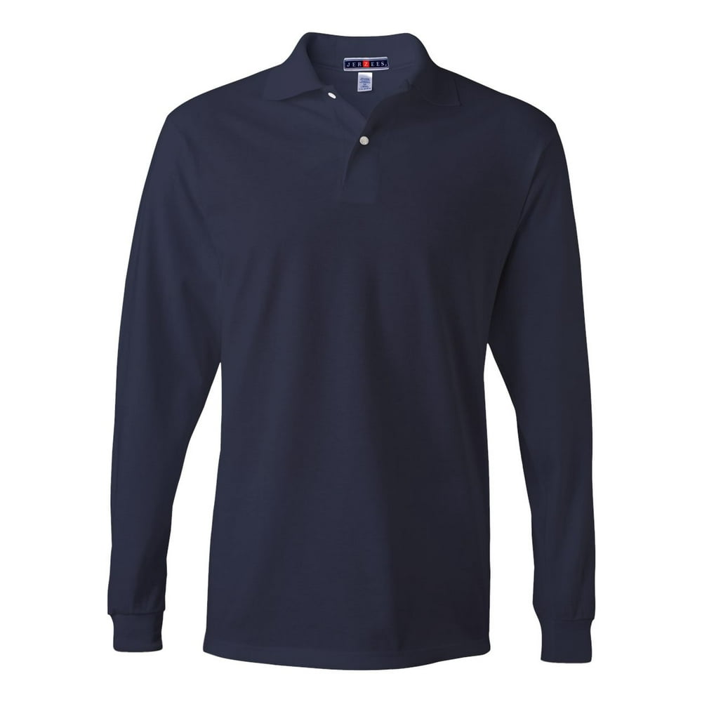 JERZEES Jerzees 5.6 oz. 50/50 LongSleeve Jersey Polo with SpotShield (437ML) J Navy, L