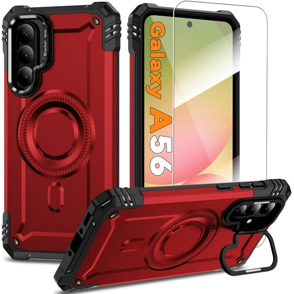 MYKOMI Magnetic Case for Samsung Galaxy A36 5G [Built-in Camera Ring Kickstand] [Screen Protector] [Military-Grade Protection] Heavy Duty Shockproof Protective Cover for Samsung A36 5G 6.7 inch