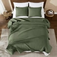 thumbnail image 4 of King Size Quilt-3 Pieces Lightweight Bedspreads Olive Green King Quilt Bedding Set for All Seasons,Soft Coverlet with 2 Pillow Shams Suitable for Bed, Couch, Quilt Blanket, 4 of 16