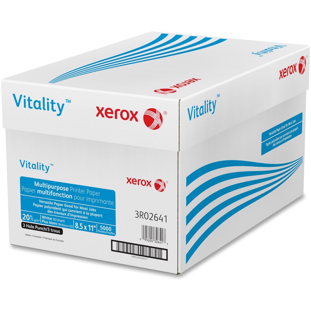 Xerox, XER3R2641, Vitality 3hole Punched Multipurpose Paper, 5000