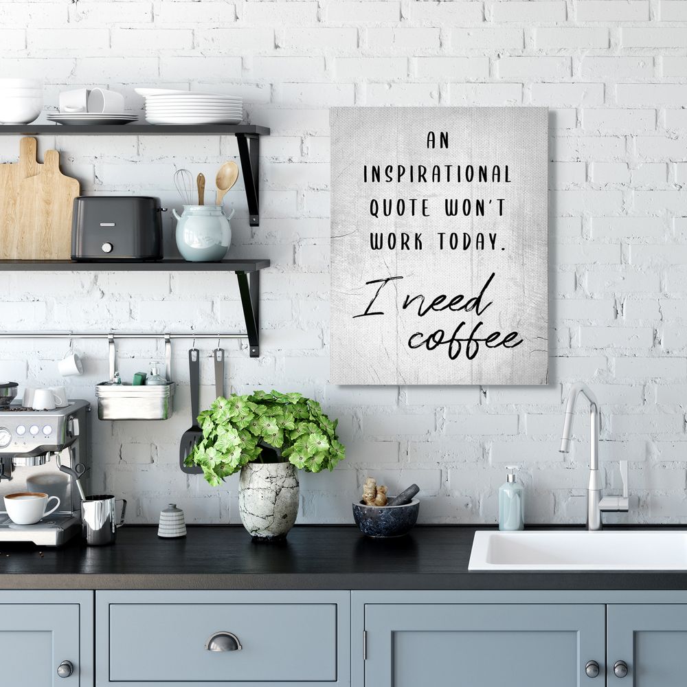 Stupell Industries Hilarious I Need Coffee Inspirational Joke Black White Canvas Wall Art Design by Daphne Polselli, 24" x 30"