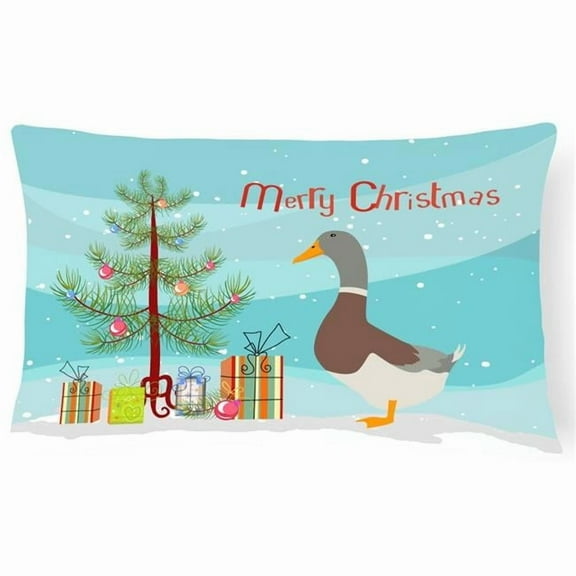 Carolines Treasures BB9230PW1216 Saxony Sachsenente Duck Christmas Canvas Fabric Decorative Pillow, Teal, 12H x16W,