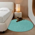 thumbnail image 3 of Round Rugs 3 Ft, Vintage Teal Green Non Slip Area Rugs for Kitchen Bedroom Entryway, Farmhouse Retro Solid Color Linen Texture Washable Carpet Runner Rug Floor Mats for Bedroom Home Decor, 3 of 9