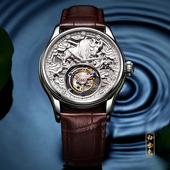 AESOP Real Tourbillon Skeleton Watch For Men Top Brand Luxury Mechanical Watches Waterproof Wristwatches The Wolf of Wall Street
