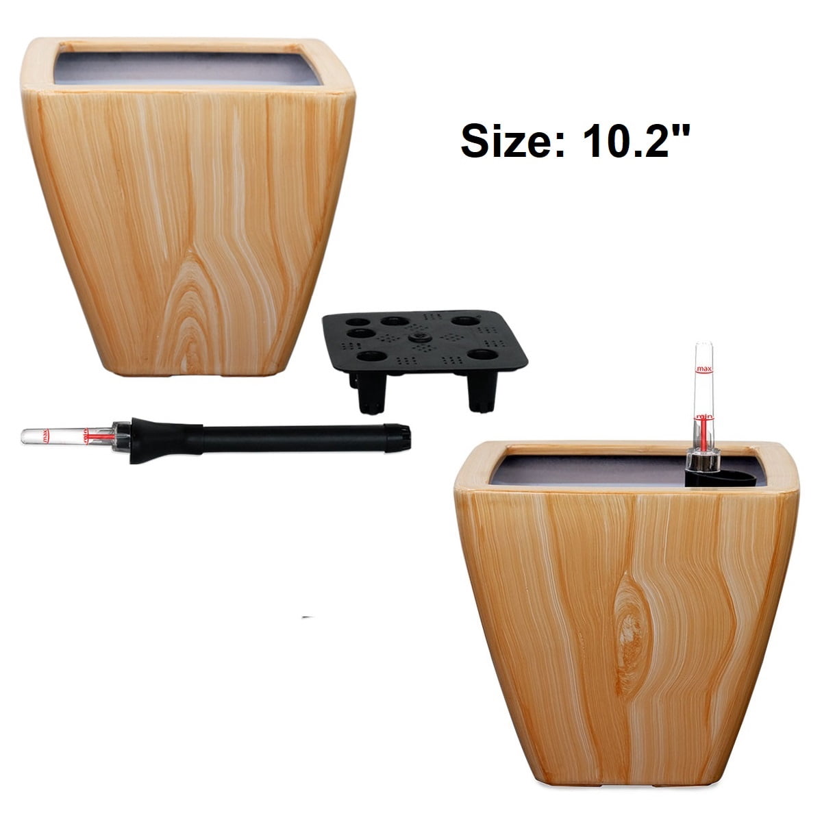 2 pack Smart Self-watering Planter Pot for Indoor and Outdoor, Light Wood