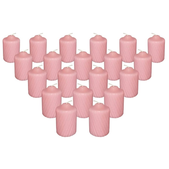 Pink Wild Flower Scented Votive Candles - 15 Hour Long Burn Time - Textured Finish - Box of 20