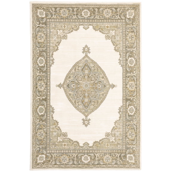 Moretti Glow Area Rug 7939D Traditional Beige Floral Bordered 3' 3" x 5' 2" Rectangle
