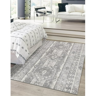 Unique Loom Portland Collection Area Rug - Depoe (6' 1" x 9' Rectangle Gray/Ivory)