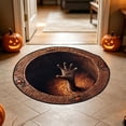 thumbnail image 3 of 3D Visual Illusion Halloween Round Doormat, 23.6 in Polyester Non‑slip Floor Mat, Skeleton Mummy Spider Pattern for Entryway Bedroom Holiday Party Decor, 3 of 7