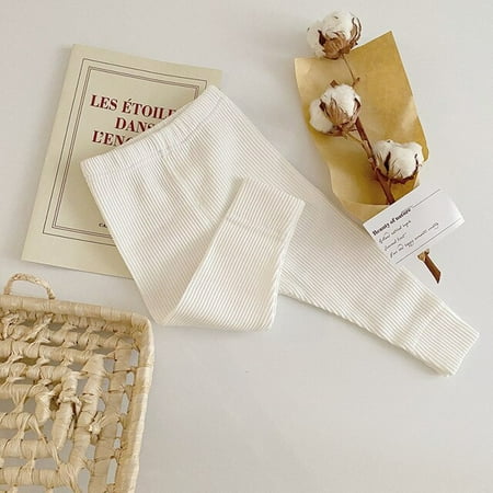 

DancePeanut Fashion Baby Solid Color Girls Leggings Children Clothing Autumn Trousers Outerwear Cotton Boys All Match Thread Leggings White