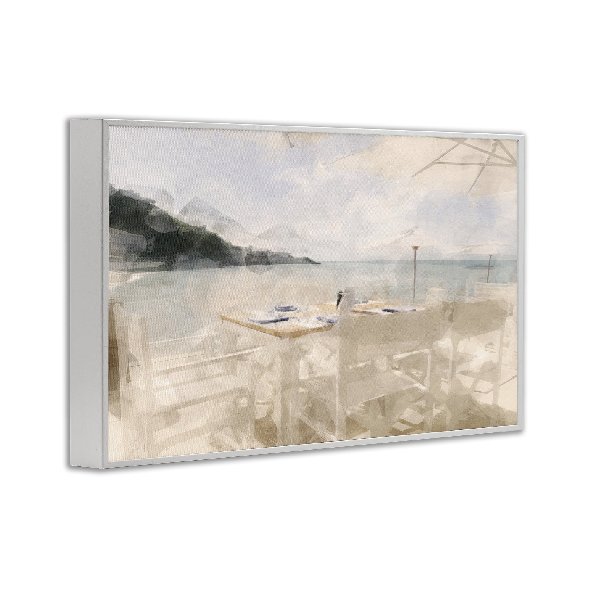 Stupell Industries Table By The Sea White Framed Giclee Art, design by Noah Bay