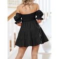 thumbnail image 6 of Biezeib Women Summer Mini Cocktail Dress Short Puff Sleeve Off Shoulder Tiered Ruffle Dresses, 6 of 6
