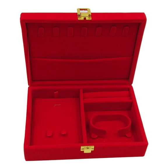 Jewelry Box Independent Storage Red Velvet Travel Jewelry Case Gift Boxes Scratch Resistant Red Jewelry Box for Wedding