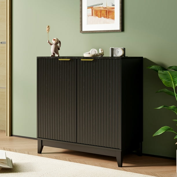 VERDALAY Aparador de madera, armario buffet, patas elevadas, armario para cubiertos, armario de almacenamiento con doble puerta, organizador, armario para cafetera, para cocina o dormitori