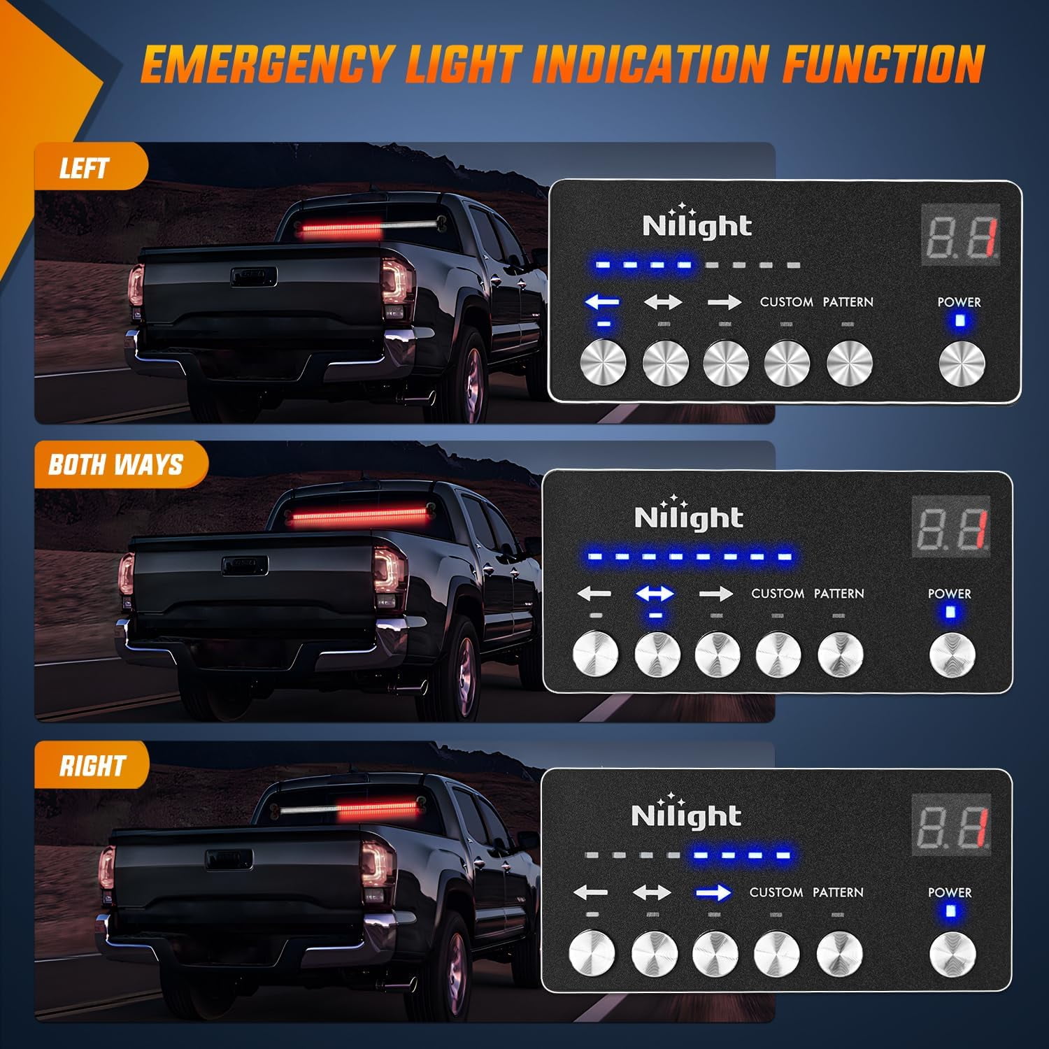 Nilight 144LED Traffic Advisor Strobe Light Bar with Controller Red Warning Lights Hazard Interior Front/Rear Windshield Flashing for Cars Plow Trucks