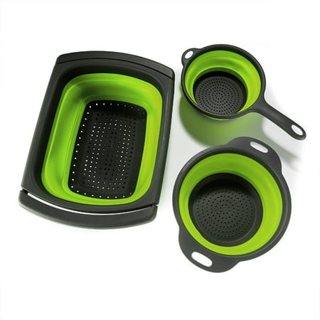 

Tomfoto Collapsible Colander Set Pasta Strainer Basket with Handles Collapsible Strainers for Kitchen with Extendable Handles Colanders & Food Strainers Over Sink Vegetable/Fruit.