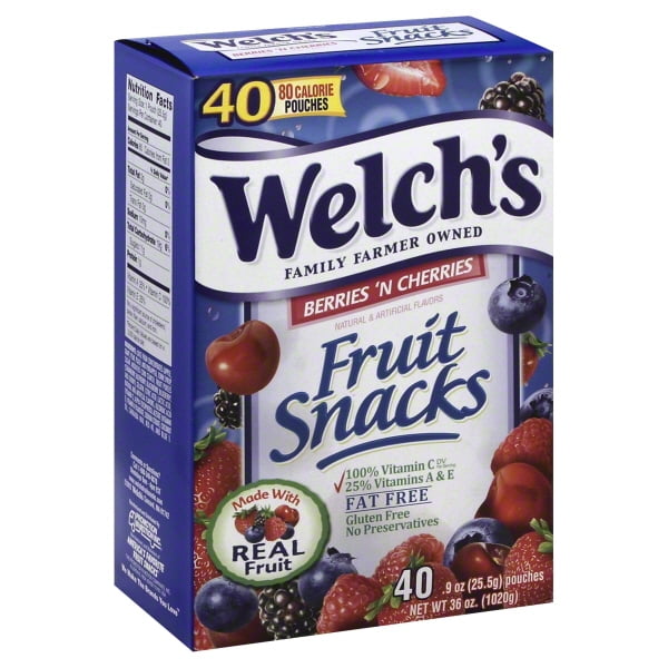 Welch's Fruit Snacks, Berries 'n Cherries. 40 ct, 0.9 oz
