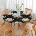 thumbnail image 3 of Pioneer Flower Floral Print Pattern Round Fitted Tablecloth with Elastic Edge,Dining Table Cover Waterproof,Outdoor Round Tablecloth for Camping,Dining,Indoor and Outdoor, 3 of 7
