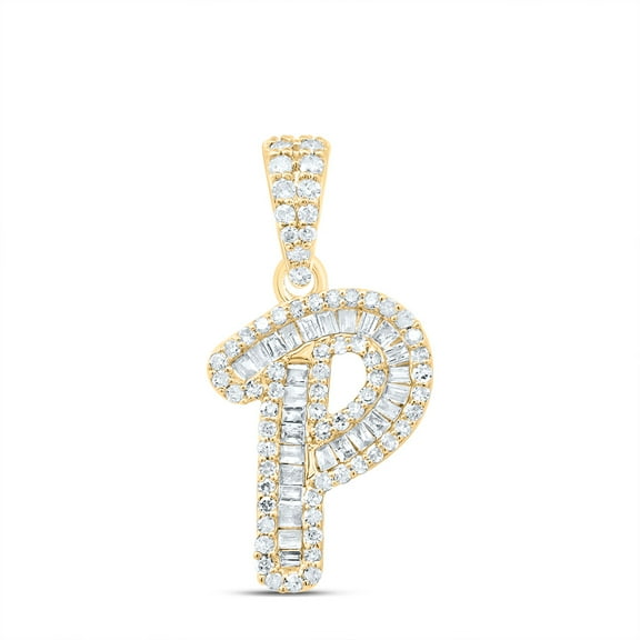 10k Yellow Gold 1/3 CTW Natural Diamond Gift Initial "P" Pendant 1.23 Grams