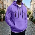 thumbnail image 4 of Mens Pullover Hoodie Fleece Sweatshirt Chest Zip Pockets Kangaroo Pocket Casual Hooded Top, 4 of 8