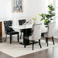 thumbnail image 5 of ODUSE-DAILY Dining Chairs Set of 2, Kitchen & Dining Room Chairs, Nailheads Tufted, Sillas De Comedor, Black PU & Gray Velvet Upholstered, Wood Legs (Two-Tone, 2 Pcs), 5 of 12