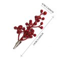 thumbnail image 1 of tallos artificiales de bayas rojas, ramas de acebo con pinzas para árbol de Navidad, boda, corona festiva, relleno de jarrones, arreglos florales, decoración., 1 of 3