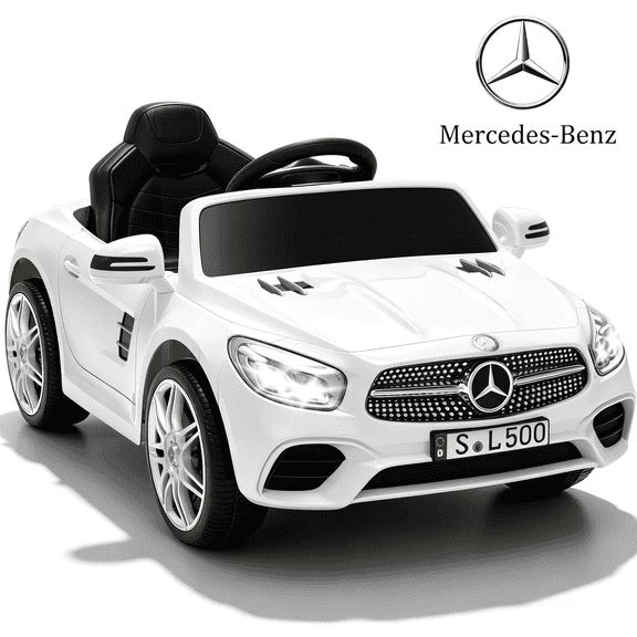Licensed Benz CLS 350 12V Electric Ride on Car with Bluetooth Music, LED Lights, Spring Suspension, Toddler First Car, Battery Powered Electric Vehicle with Parent Remote Control (White)
