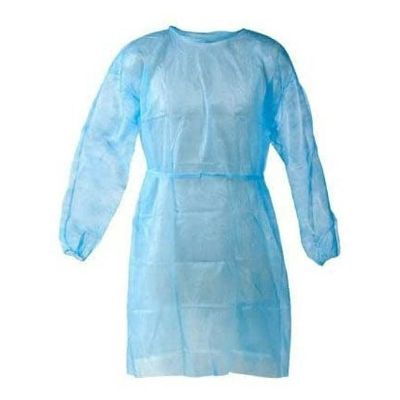 40 Pack Level 2 Disposable Isolation Gowns with Elastic Cuff, Latex-Free, Non-Woven, Fluid Resistant, Non Medical Isolation Gown Non-Surgical Gowns Smock XL, Protective Blue (4 Pack of 10)