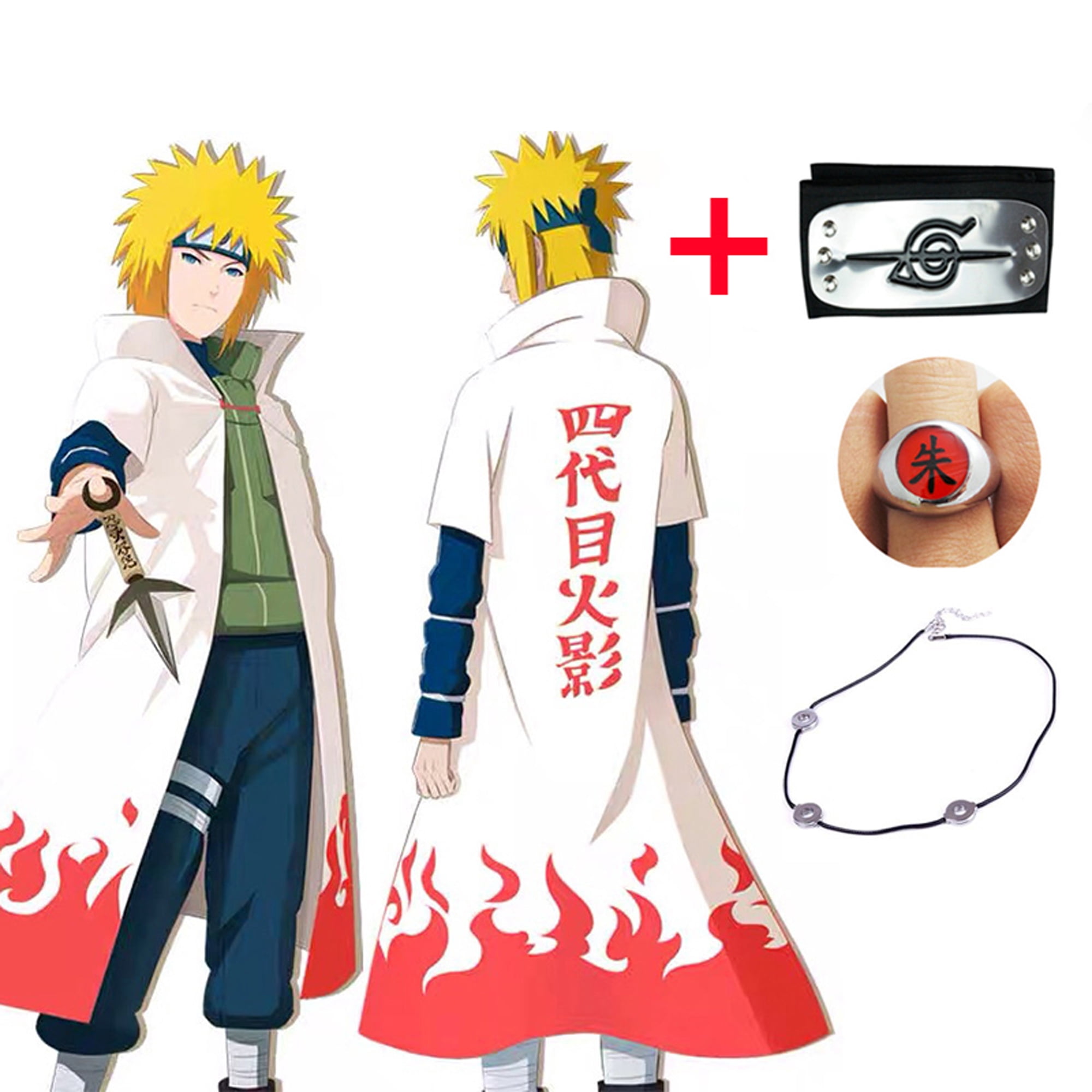 Naruto Costumes 4th Hokage Cloak, Ring + headband + necklace - Walmart.com