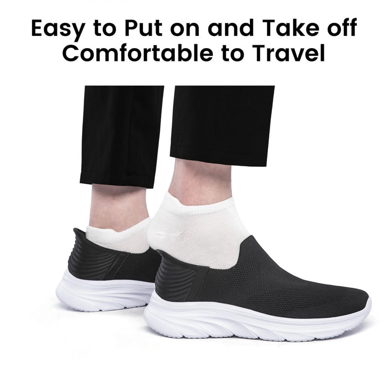 vibdiv Mens Slip on Hands Free Outdoor Walking Sneakers Breathable Athletic Tennis Shoes zapatos de hombre Black Size 12