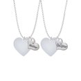 thumbnail image 1 of Delight Jewelry Acrylic 1" Imitation Pearl Heart Mother & Daughter Heart Necklaces (Set of 2), 19"+2", 1 of 4