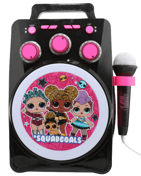 Working Mic Connects MP3 Player Audio Device w// Play Buttons Built in Music Kids Toys Portable Karaoke Machine LED Flashing Lights KIDdesigns LOL SURPRISE Sing Along Karaoke BoomBox for Kids