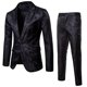 thumbnail image 1 of Yynuda Vestido de fiesta de 2 piezas para hombre Traje con solapa con muesca y un botón con estampado de textura oscura brillante (blazer + pantalón), 1 of 3