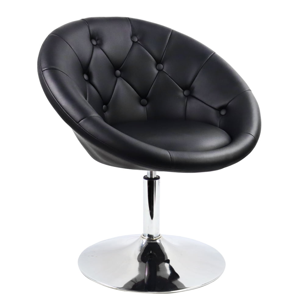 FURWOO PU Leather Vanity Chair Stool for Makeup Room Round Back Adjustable Stool Swivel Stool