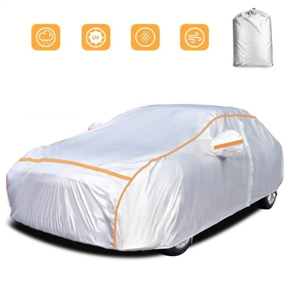 186"-193" Car Cover 6-layer DuPont Oxford Fabric Waterproof Hailproof UV All-weather Snowproof Windproof Dustproof Front & Rear Reflective Strip Combination Lock Outdoor Car Cover