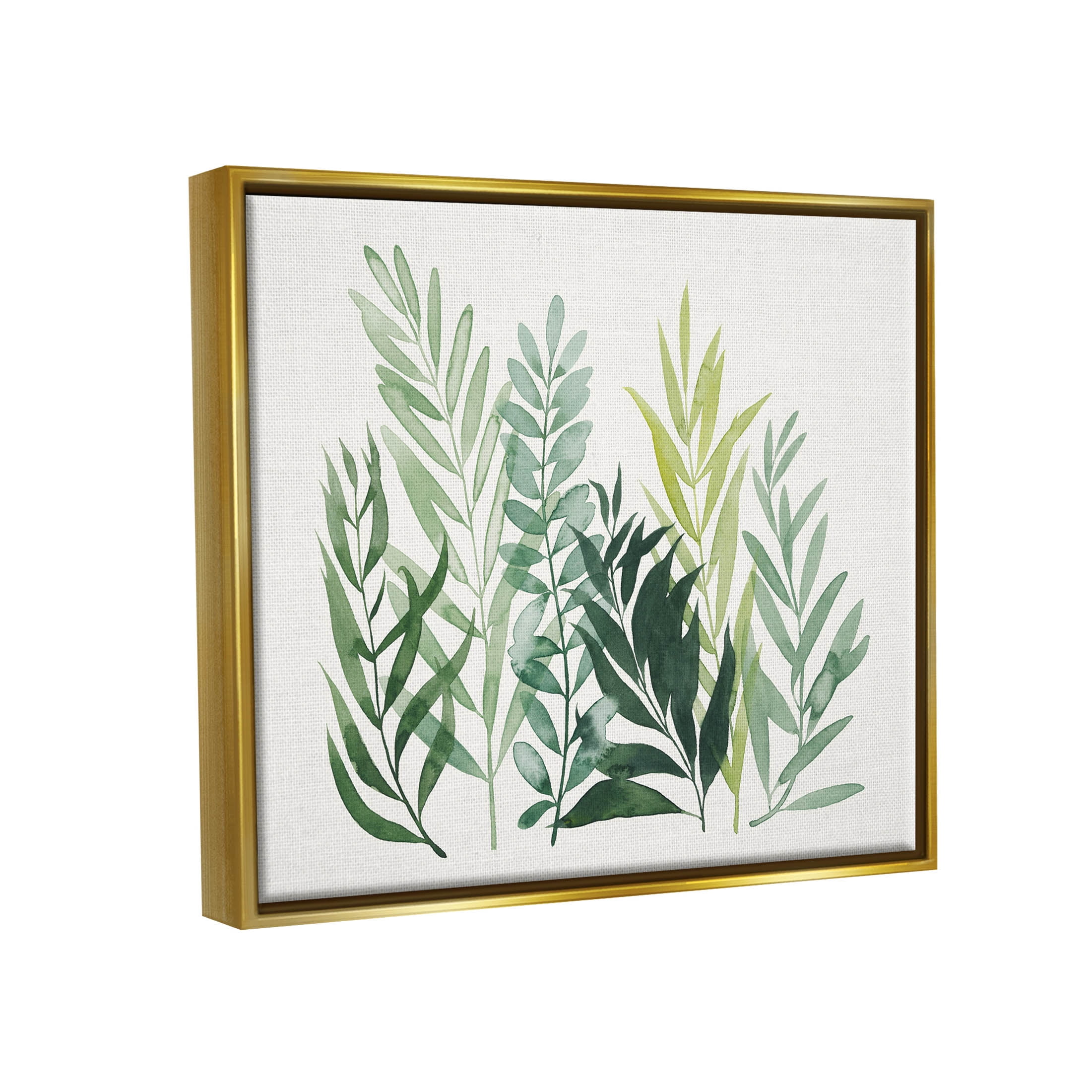 Stupell Industries Varied Grasses Botanical Leaves Graphic Art Metallic Gold Floating Framed Canvas Print Wall Art, Design by Grace Popp
