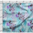 thumbnail image 2 of Soimoi Floral Printed, Japan Crepe SatinFabric, by The Yard 54 Inch Wide, Decorative Sewing Fabric for Dresses Kimonos Gowns, Light Blue, 2 of 5