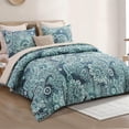 thumbnail image 3 of Whale Flotilla 3-Piece Queen Comforter Set, Soft Reversible Bedding Comforter Sets, Paisley Printed Down Alternative Comforter Duvet for All Seasons, Turquoise, 3 of 9