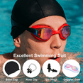 thumbnail image 3 of Swim Goggles and Swim Cap, Anti Fog UV Protection Swimming Goggle No Leaking, with Nose Clip, Ear Plugs, Goggles Case, Suitable for Men, Women, 3 of 8