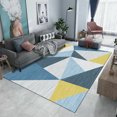 thumbnail image 4 of Alfombra de salón tradicional de Milán patrón geométrico moderno caleidoscopio triángulos crema azul amarillo alfombra antideslizante para dormitorio - 120x160cm JAMW Sencillez, 4 of 4