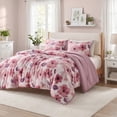thumbnail image 2 of Regency Heights King Comforter Sets, 3 Pieces Reversible Floral Bedding Sets, Cozy Botanical Flowers Seersucker Comforter Bed Set with Pillow Sham, Mauve, 2 of 7