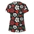 thumbnail image 3 of Nurse Scrubs for Women Tunic Fashion Floral Printed Nurse Uniforms Lounge Comfy V Neck Summer Medical Scrub with Two Pockets Short Sleeve Work T Shirts, 3 of 5
