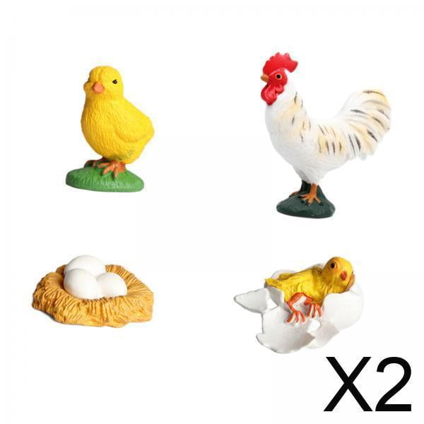 Juego De 2 Figuras De Animales De Aprendizaje Del Ciclo De Crecimiento De Pollos Para Niños Pequeños