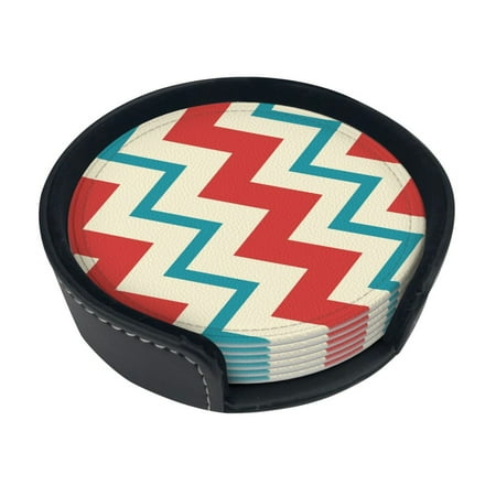 

Round Pu Leather Coaster Seamless Floral Pattern Background Heat - Resistant Beverage Cup Mat-Fancy Decor For Kitchen Office Dining Room Table - Drink Protector 6-Slice