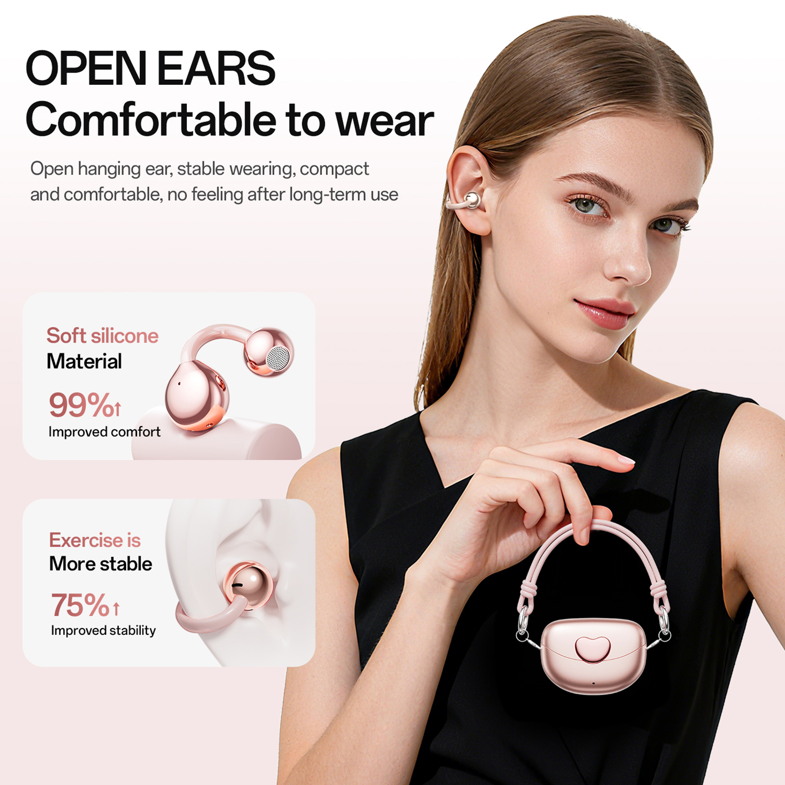 WUYUEGE Wireless Earbuds Open Ear Headphone Sport, Bluetooth 5.4 Earbud, Noise Cancelling Mic,Light Weight Comfortable Fit,Suitable for Running