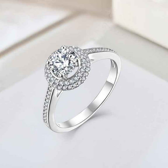 Double Halo Wedding Ring For Gift Women's 1.9 Ct Diamond 14K White Gold Over