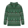 thumbnail image 3 of Men's Pullover Hoodie with Drawstring Hood and Snowflake Geometric Pattern All Over Print Casual Loose Fit Sweatshirt Dark Green L, 3 of 4