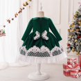 thumbnail image 4 of Odeerbi Niñas Encaje Terciopelo Vestidos Otoño Invierno Manga Larga Arco Princesa Vestido Navidad Plisado Ballet Cuello Redondo Franela Vestido, 4 of 8