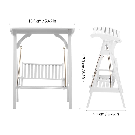 HONMEET Miniature Swing White 1 Piece 6.8x5.5x3.7in Wooden